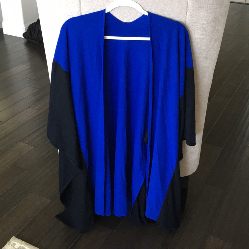 Blue and Black Pancho wrap